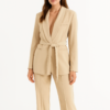 Women's Elegant Belted Blazer and Wide Leg Trousers Set | Modern Tailored Summer Outfit