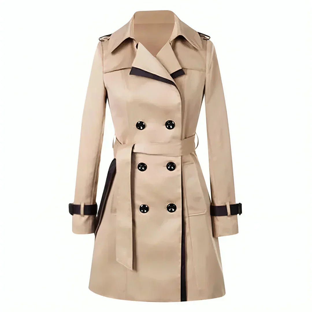 Women's Stylish Double-Breasted Trench Coat | Elegant Mid-Length Outerwear